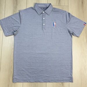 USAG NBA Logo Gray Performance Polo Shirt Men's L‎ Short Sleeve Stretch Moisture